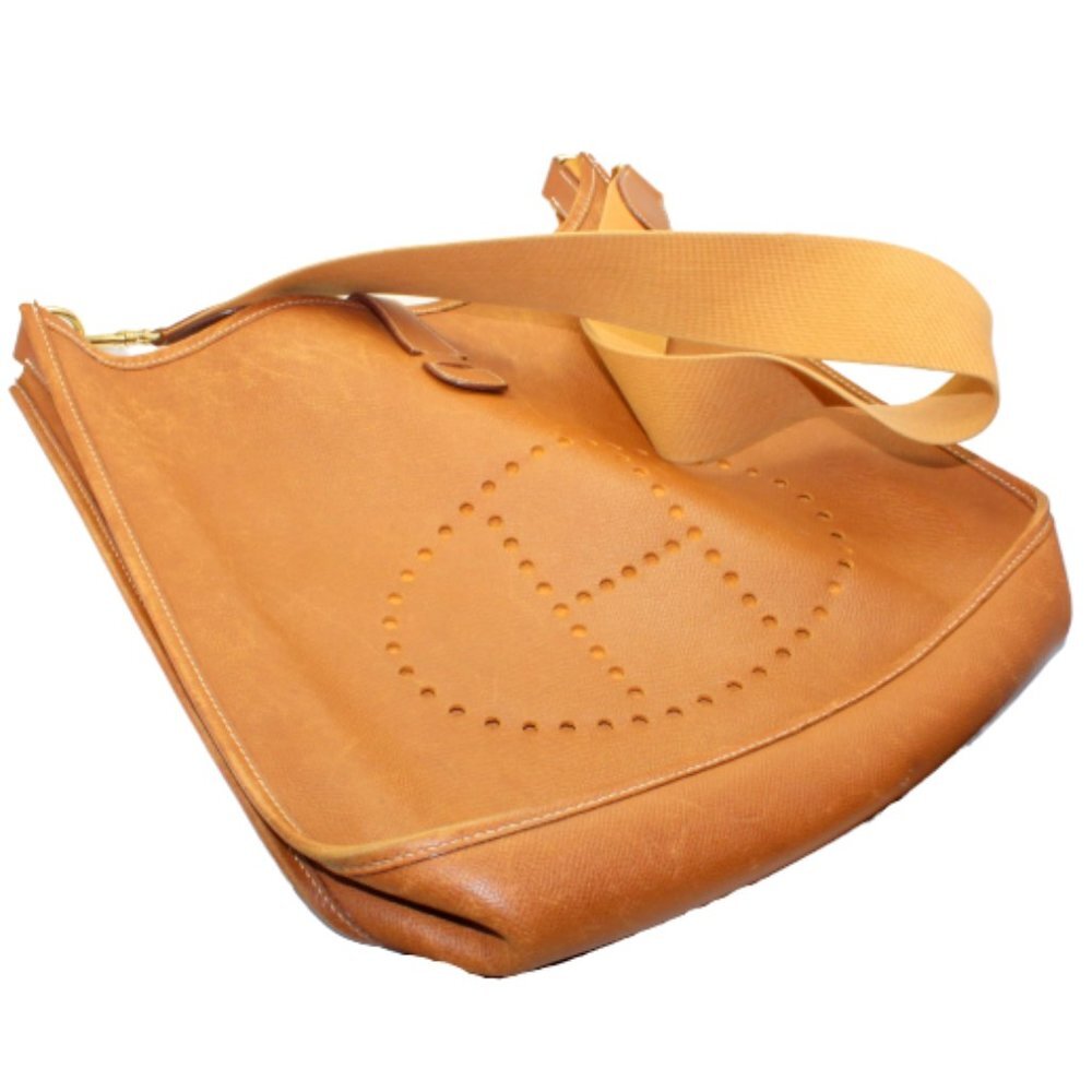 Authentic! Hermes Evelyne Brown Epsom Leather GM Handbag Purse​